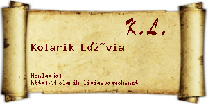 Kolarik Lívia névjegykártya