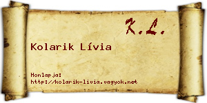 Kolarik Lívia névjegykártya